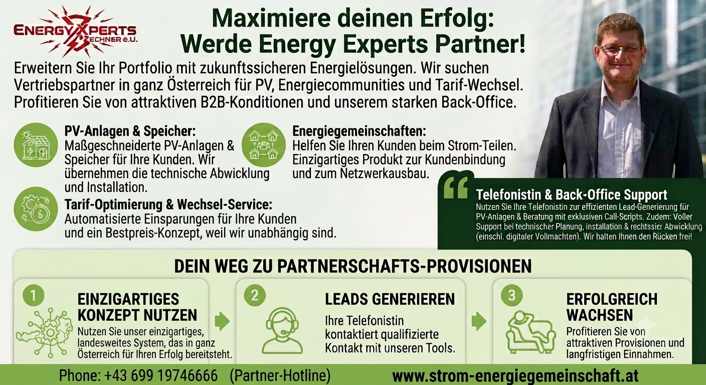Infokarte zur Vertriebspartnerschaft mit Energy Xperts Zechner